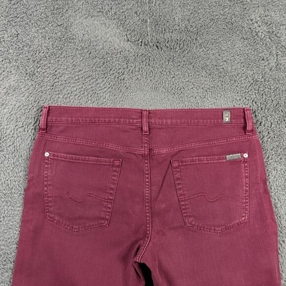 7 For All Mankind Jeans Mens 36x32 Red Slimmy Slim Fit Stretch Denim Pants - Picture 8 of 16